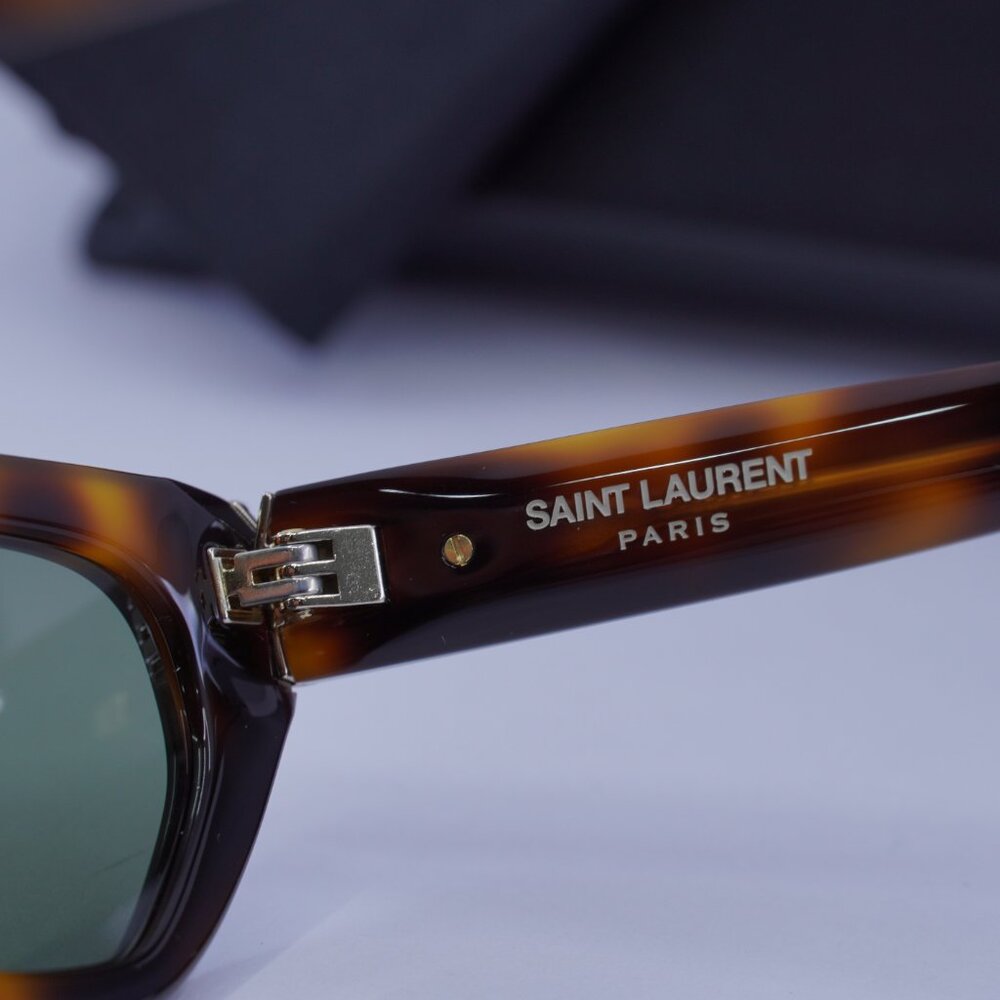 Saint Laurent SLM126 003 Cat Eye Sunglasses - Havana / Green - Picture 2 of 10